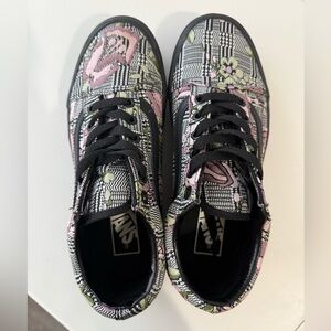 Vans Pink and Green Floral Checkered Sneakers